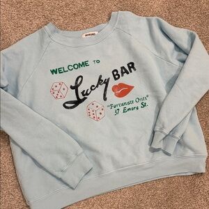 Daydreamer Light Blue 'Lucky Bar' Graphic Crewneck Sweatshirt